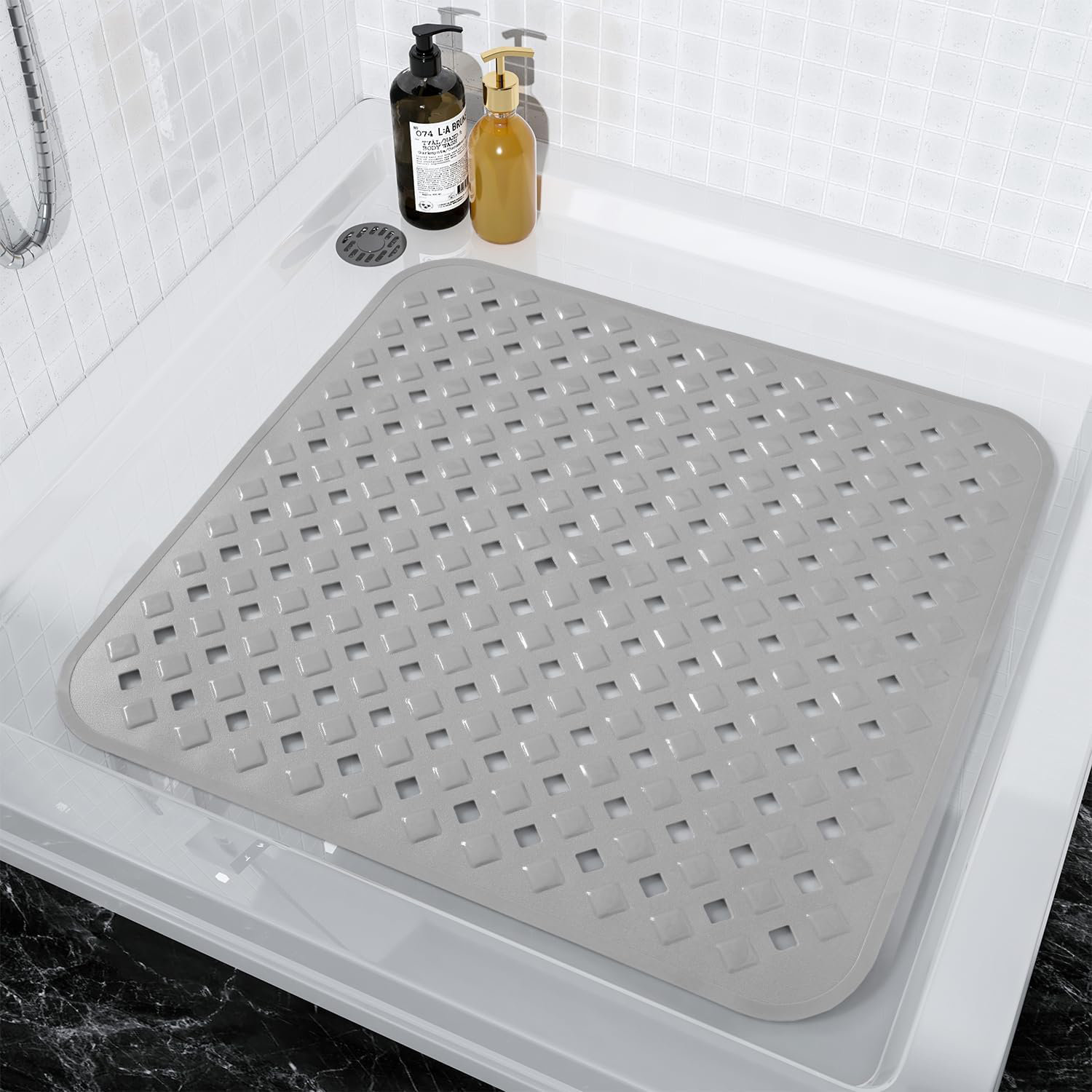 Symple Stuff Shower Mat Non Slip, 21"X21" Machine Washable Shower Mats ...